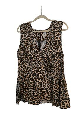Anthropologie Bow Front Blouse - Leopard - Size XL